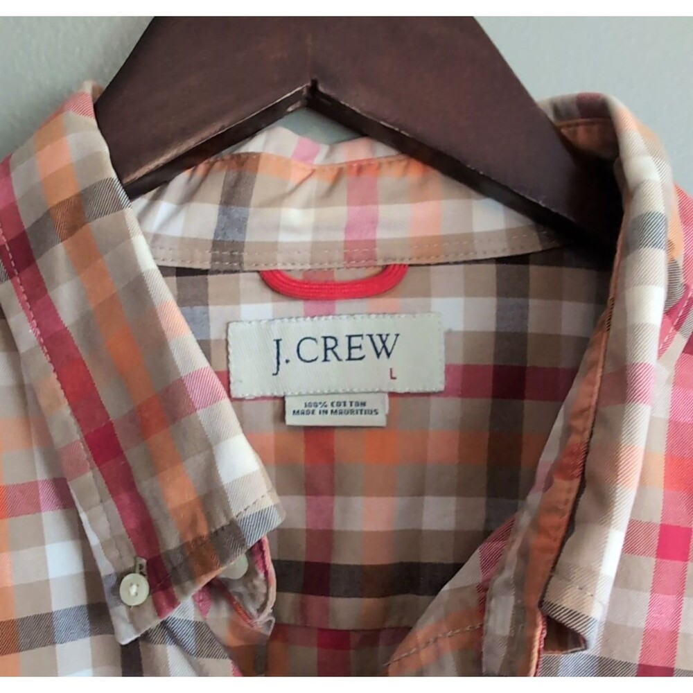 J. Crew Shirt Mens Large L Vintage Orange Plaid Check Button Down Long Sleeve LS
